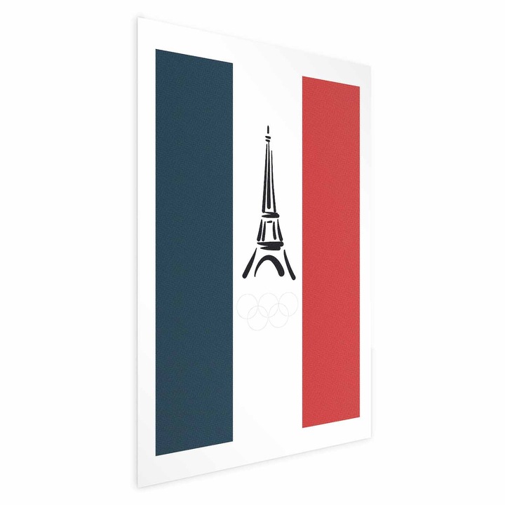 Poster Fara rama, cu margine - Eiffel Tower French Flag - 40 x 60 cm
