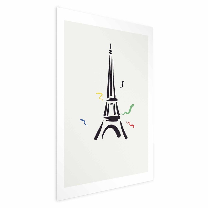 Poster Fara rama, cu margine - Eiffel Tower Illustration - 21 x 30 cm