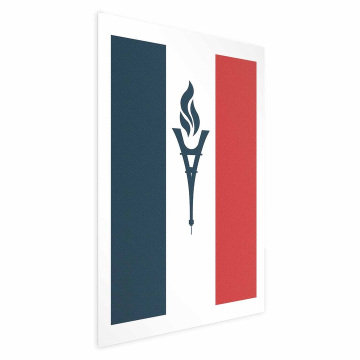 Poster Fara rama, cu margine - French Flag with a Torch - 40 x 60 cm