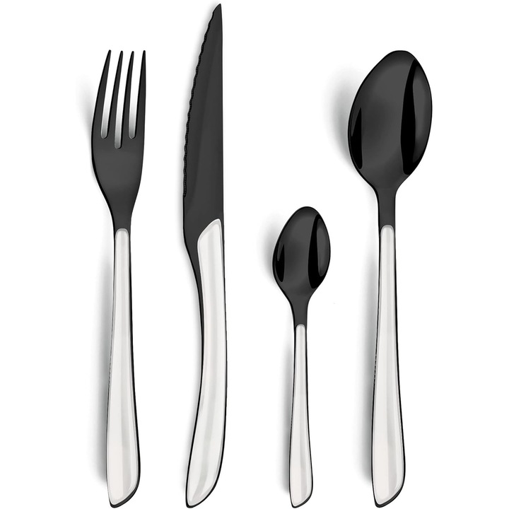 Set Tacamuri Amefa Lumino 16 Piese, Otel Inoxidabil, Alb