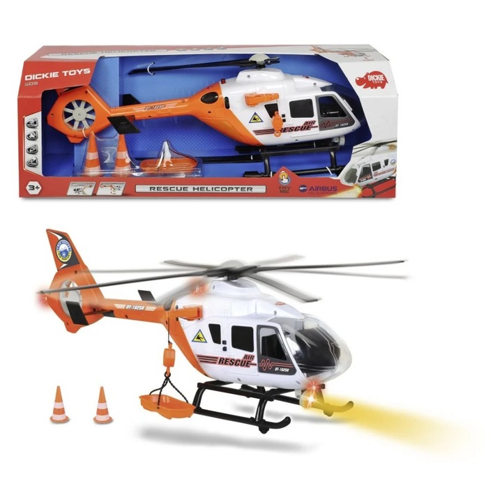 Elicopter de salvare motorizat Simba, 64cm, efecte luminoase si sonore, accesorii incluse, multicolor
