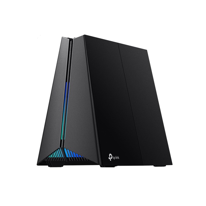 Router de jocuri TP-Link BE11000 Tri-Band WiFi 7 Archer GE650, 6-stream 11Gbps accepta 320MHz, 2 × 5G + 3 × 2.5G porturi USB 3.0, Accelerare joc, port dedicat si panou pentru jocuri