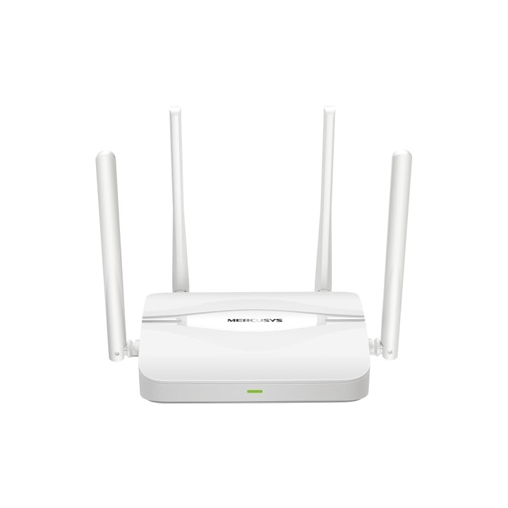 Router Mercusys Wi-Fi 7 MR25WBE, WLAN dubla banda 3570 Mbps, 4 porturi Gigabit, VPN, MLO, canal 160 MHz, buton WPS, fara suport pentru conexiune DSL, alb