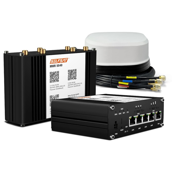 Router WLAN SELFSAT MWR 4540 4G Cat 6 de pana la 300 Mbps incl. Antena 5G alba