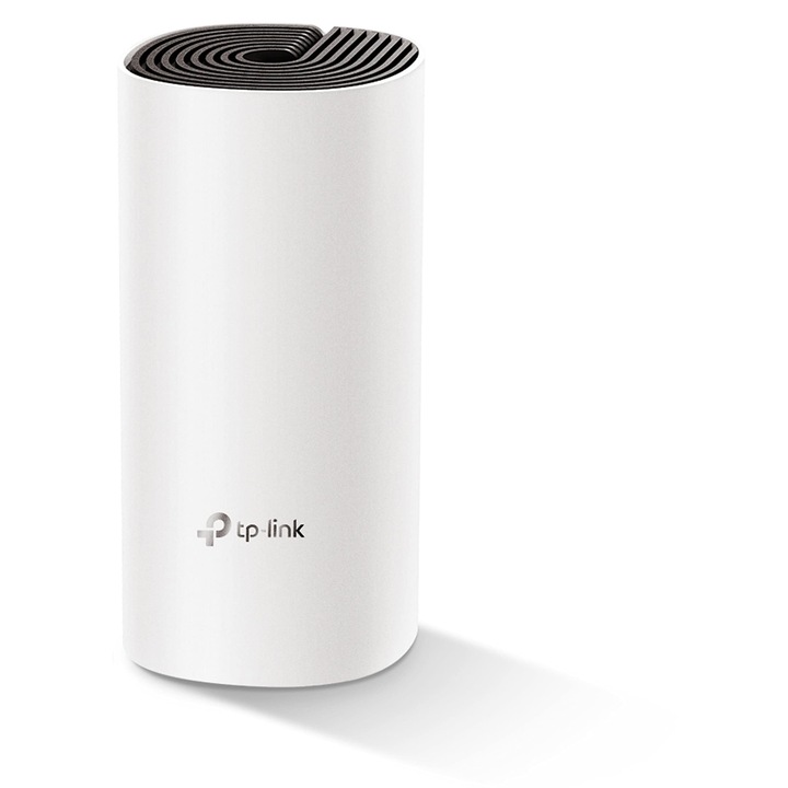 Router WLAN TP-Link Deco E4 Mesh AC1200 Solutie completa de retea WLAN de acasa (acoperire de pana la 130 m2, se potriveste in orice tip de casa, moduri de lucru multiple, 2X porturi 10/100 Mbit/s, 1 pachet) alb