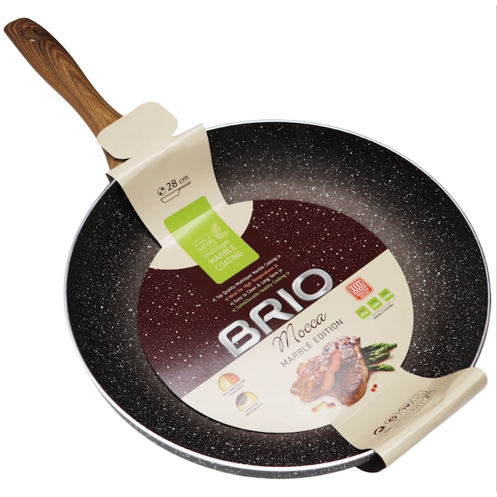 Tigaie Brio Mocca Marble Edition, Aluminiu Stantat, Invelis Antiaderent Marmorat, 28 cm
