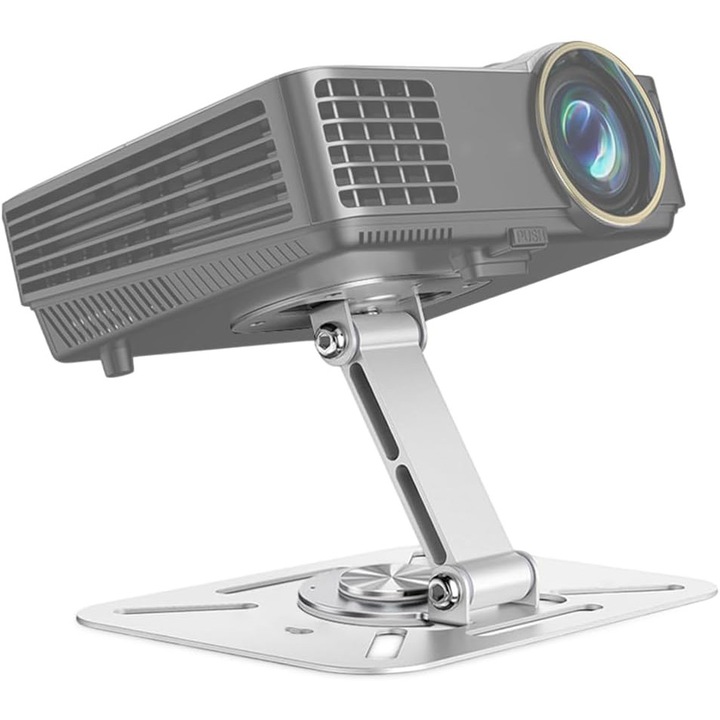 360°-ban Forgatható Projektor Tartó, Mennyezeti/Fali/Asztali Rögzítés, Ezüst