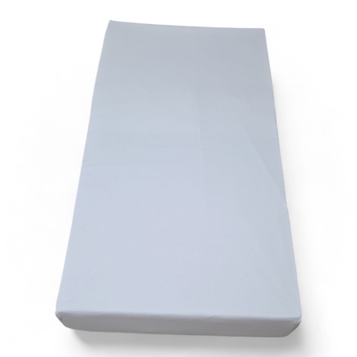 Cearsaf de pat cu elastic, 70x140x15 cm, 100% bumbac tip ranforce, unicolor Alb