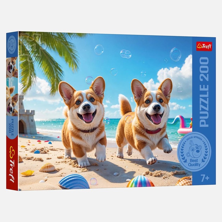 Puzzle 200 darabos, strandoló kutyás téma, többszínű, 200 darab