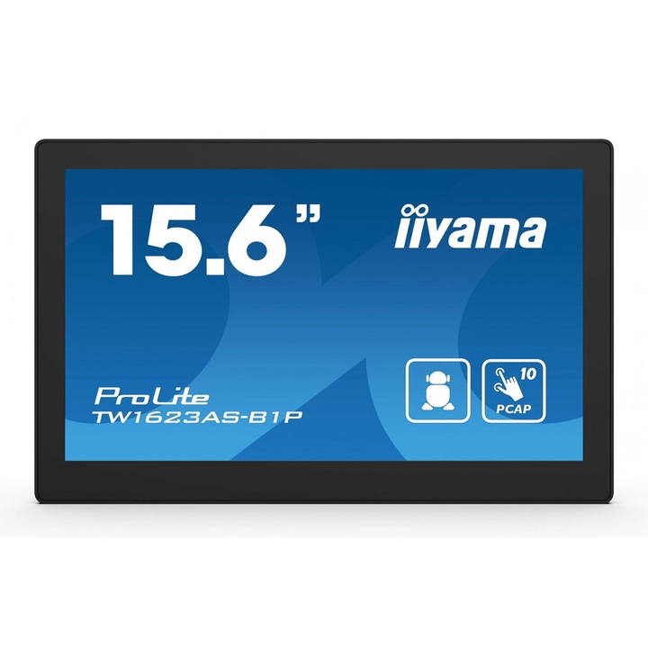 Monitor IPS LED Iiyama 15.6" TW1623AS-B1P, Full HD (1920 x 1080), HDMI, Touchscreen, Boxe, Negru