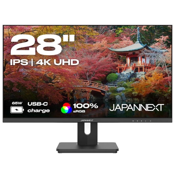 Monitor IPS LED Japannext 28" JN-IPS282UHDR-C65W, UHD (3840 x 2160), HDMI, DisplayPort, Negru