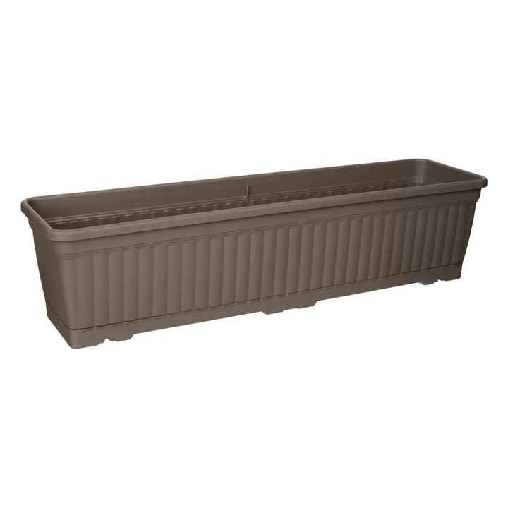 Jardiniera din Plastic Mocca cu Farfurie Integrata 71x18.5x17cm - 15L