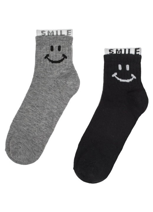 Sosete Fancy Quart Gri Negre Emoji pentru Femei - 2 perechi 36-41