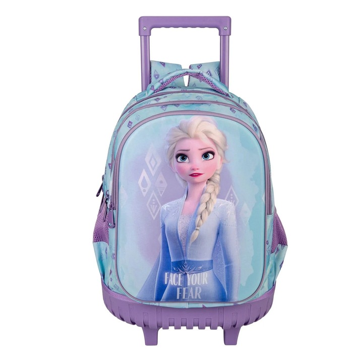Ghiozdan Troller Roz Ciel 3D Elsa Frozen 2