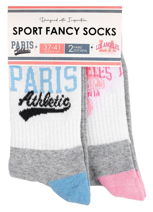 Sosete Fancy Roz Bleu Gri Paris LA pentru Femei - 2 perechi 37-41