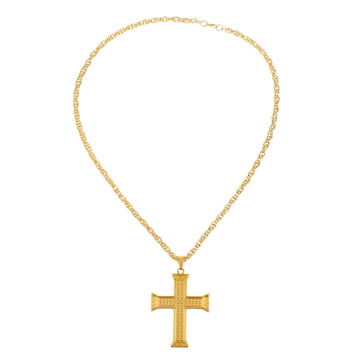 Accesoriu Deghizare Lant cu Cruce de Culoare Aurie 43cm