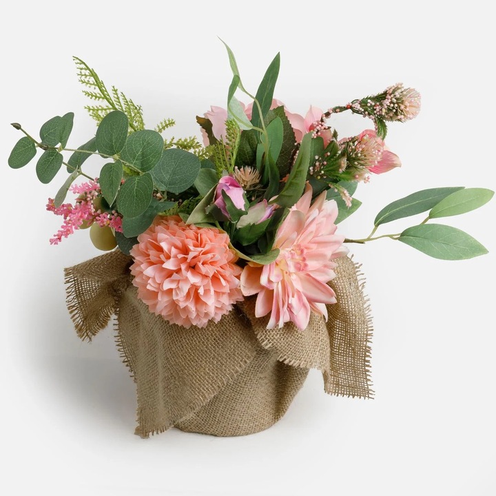 Ghiveci Mic cu Iuta Flori Roz Ø14x34cm