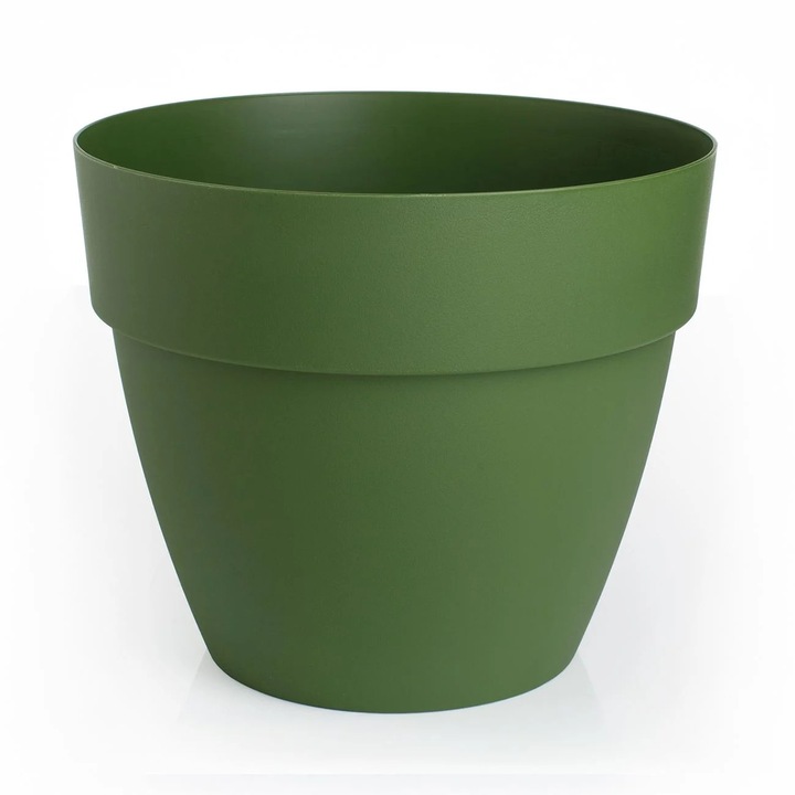 Ghiveci Flori cu Drenaj din Plastic Verde Ø30x25cm - 12L