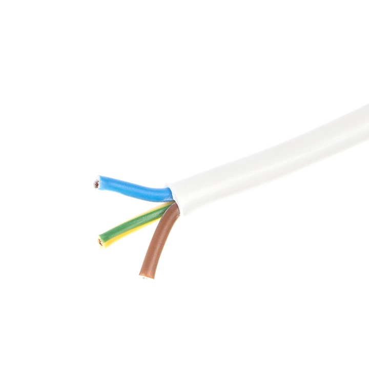 Cablu electric MYYM, H05VV-F, 3 x 1.5 mm², 10 m, alb