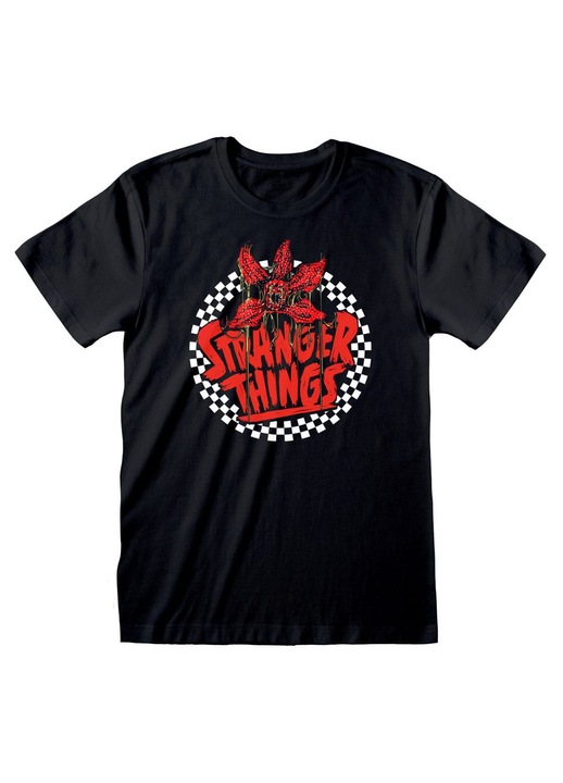 Férfi póló Heroes inc, Stranger Things, kockás, fekete