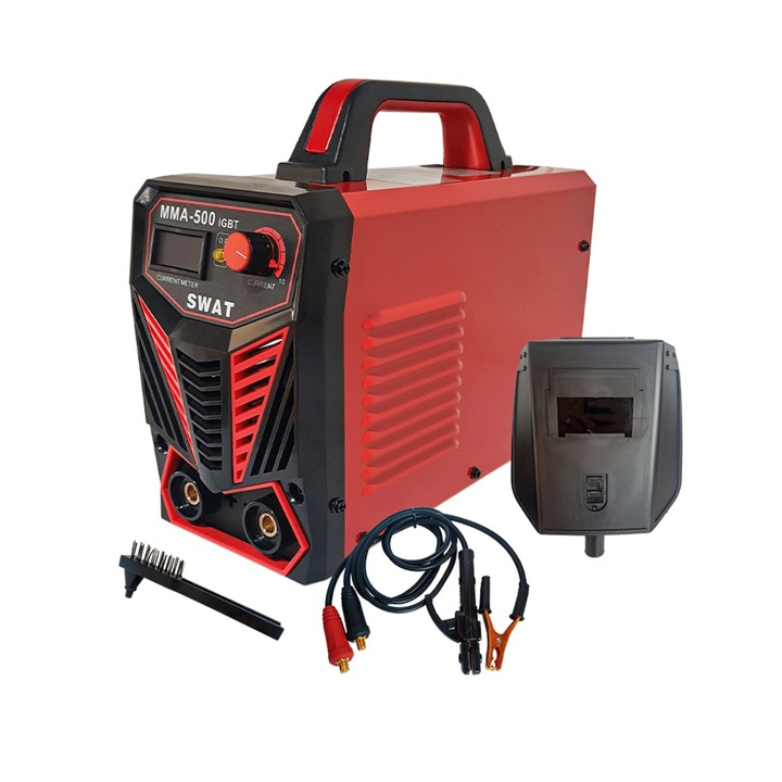 SWAT MMA500 Inverteres Hegesztőgép, 220v, 500 A, Elektronikus Kijelző, Tartozékok, Piros