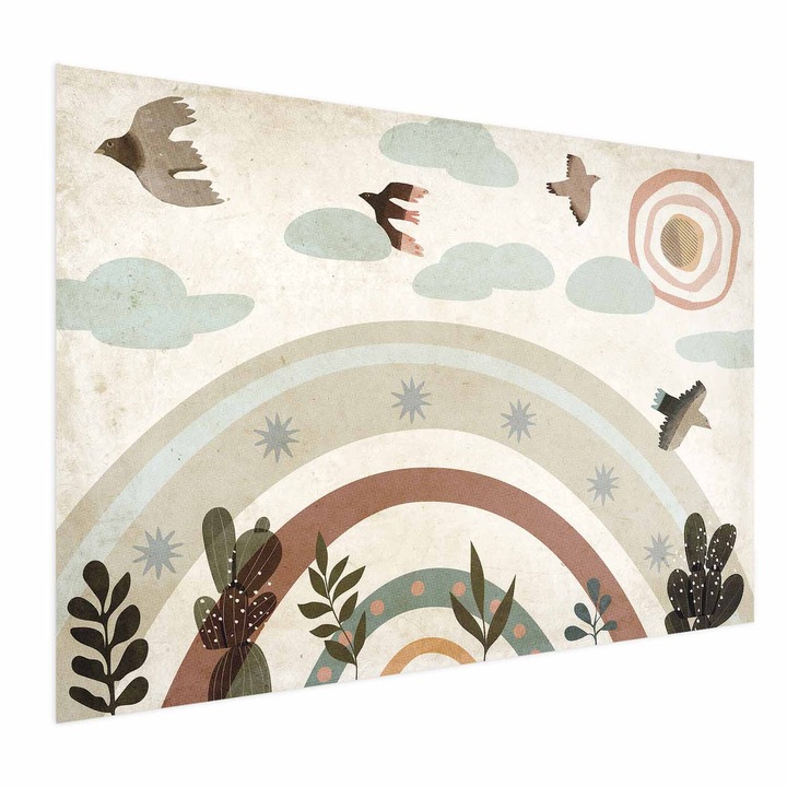 Poster Fara rama - Rainbow and Birds - 60 x 40 cm