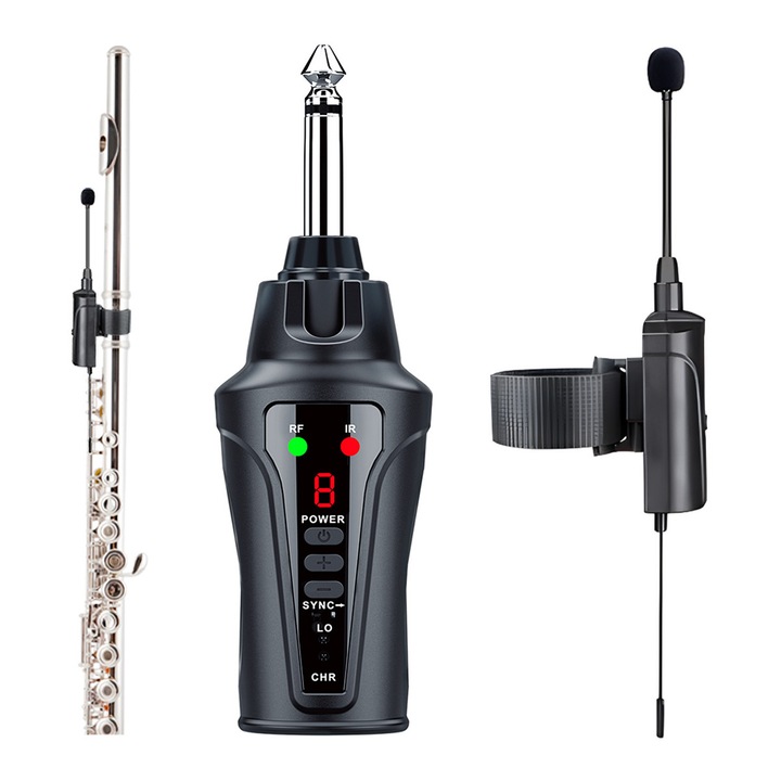 Wireless Microfon pentru flaut, flute, UHF ACEMIC DT-5, sistem radio, pentru instrumente de suflat, muzicieni, profesori, spectacole pe scena, formatii muzicale