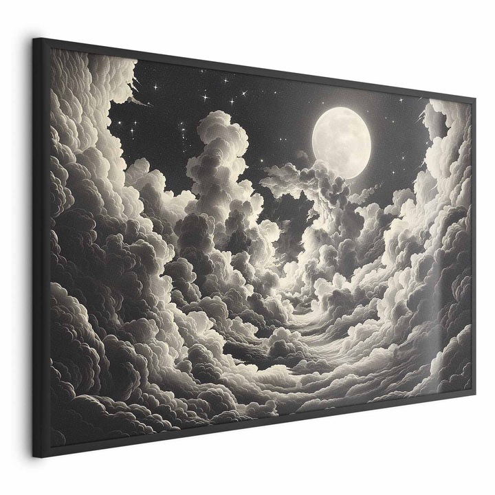 Poster Rama neagra - Moon Stars Clouds - 42 x 29.7 cm