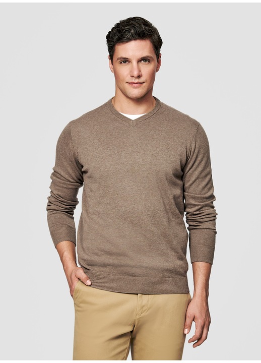 Pulover barbatesc Pako Lorente Premium 100% bumbac Decolteu in V Tricotat De zi cu zi Bej, Bej