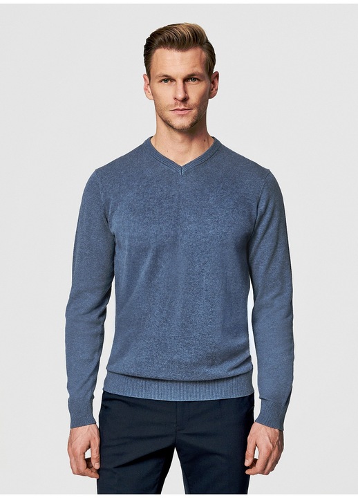 Pulover barbatesc Pako Lorente Premium 100% bumbac Decolteu in V Tricotat De zi cu zi Albastru, Albastru