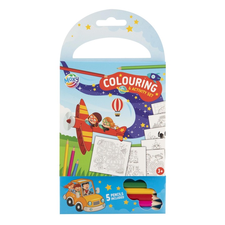 Книжка за оцветяване Moxy и дейности, с 5 молива, за момчета