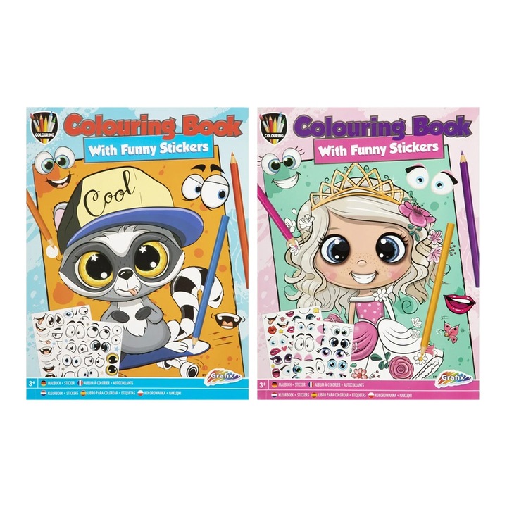 Carte de colorat Moxy, A4, cu autocolante, asortate, 48 bucăți