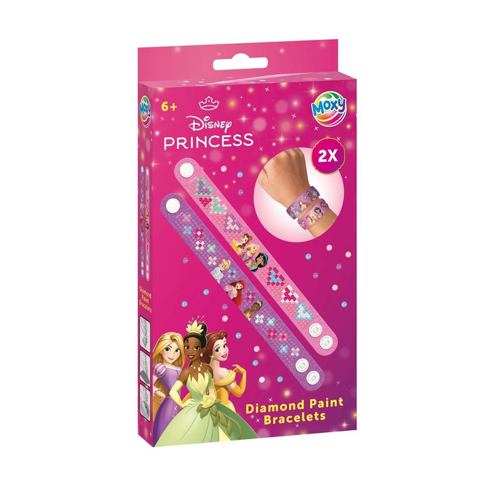 Гривни за рисуване Moxy с мъниста, Disney принцеси, 2 броя