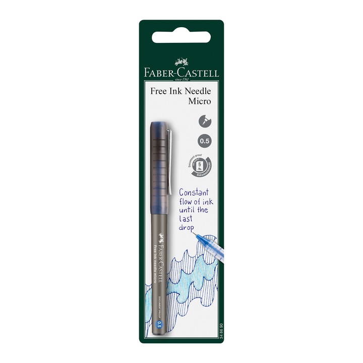 Roller Faber-Castell Free Ink Needle, 0.5 mm, în blister