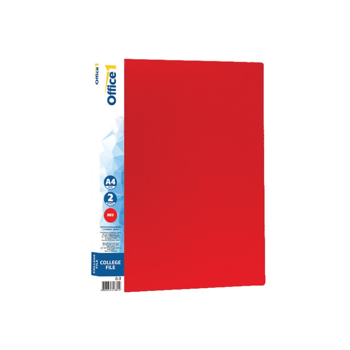 Mapă Office 1 collegefile, 2 inele, roșie