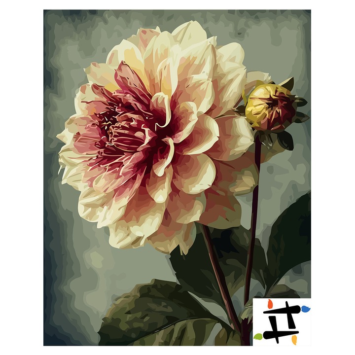 Комплект картина по номера, Сърце от фуксия, памучно платно на дървена рамка, 40x50 см, 3 четки, акрилна боя