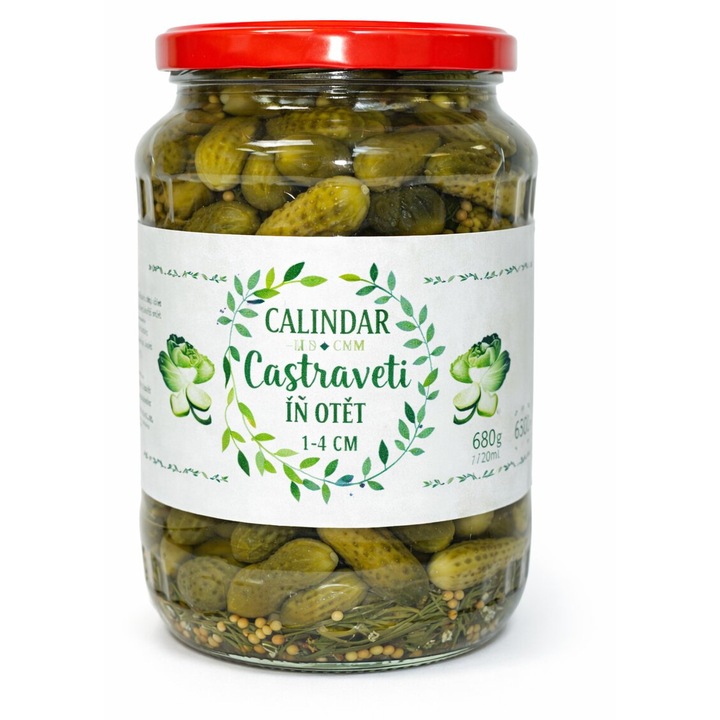 Castraveti in Otet, 1-4 cm, Calindar, 680 g