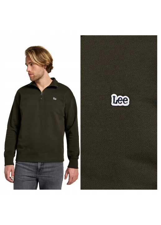 Hanorac Barbati, Lee, Half Zip Sws, Regular Fit, Z zamkiem błyskawicznym, Fara Buzunare, Maneci Lungi, Bumbac, Cu Fermoar, 2XL INTL, Verde