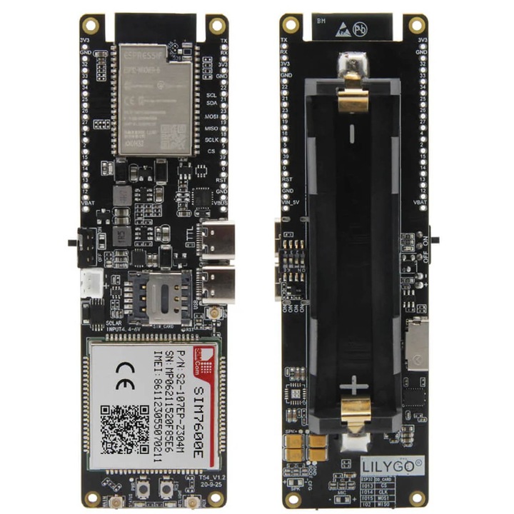 ESP32 mikrovezérlő, LilyGo, TTGO TSIM7600E, 4G LTE GSM GPS FLASH 4MB WiFi BT 18650 foglalat SD