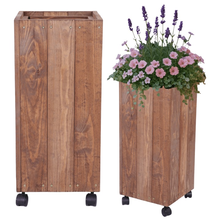 Ghiveci mobil din lemn MODO24, impregnat, 86x28x28cm, maro