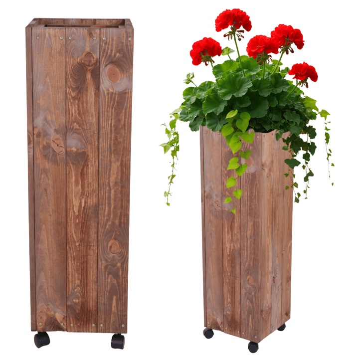 Ghiveci mobil din lemn MODO24, impregnat, 96x28x28cm, culoare maro