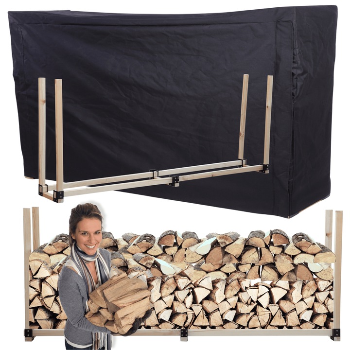 Suport pentru lemne MODO24, 0.9 m3, lemn, cu husa