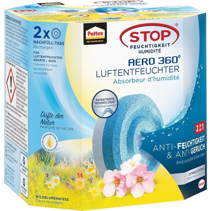 Rezerve Pattex Aero 360, parfum flori de camp, set 2 x 450g