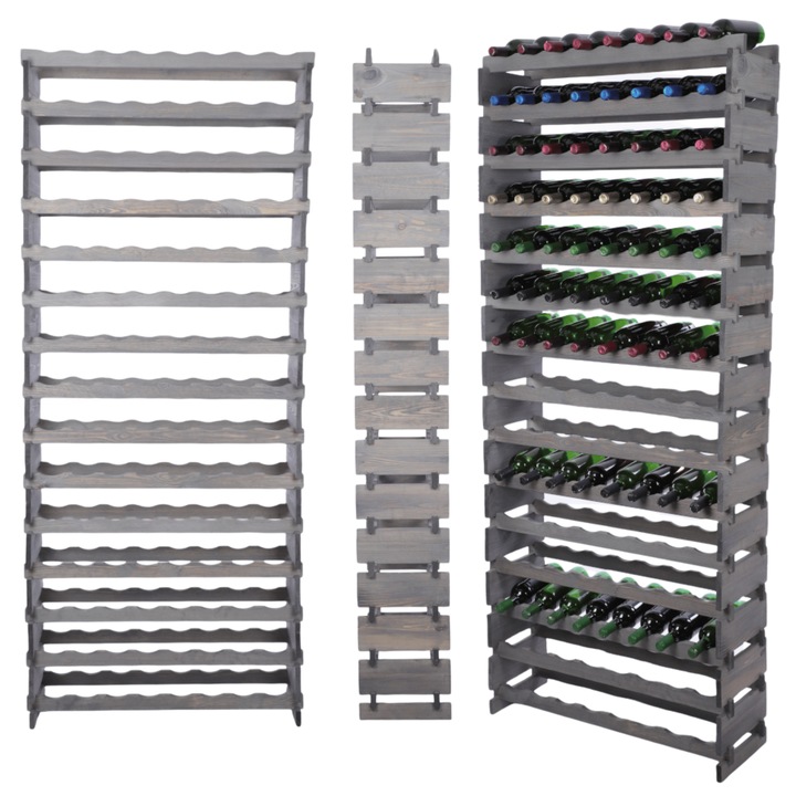 Suporturi bauturi MODO24, stand pe vin modular din lemn, 15x8, montaj fara unelte, gri