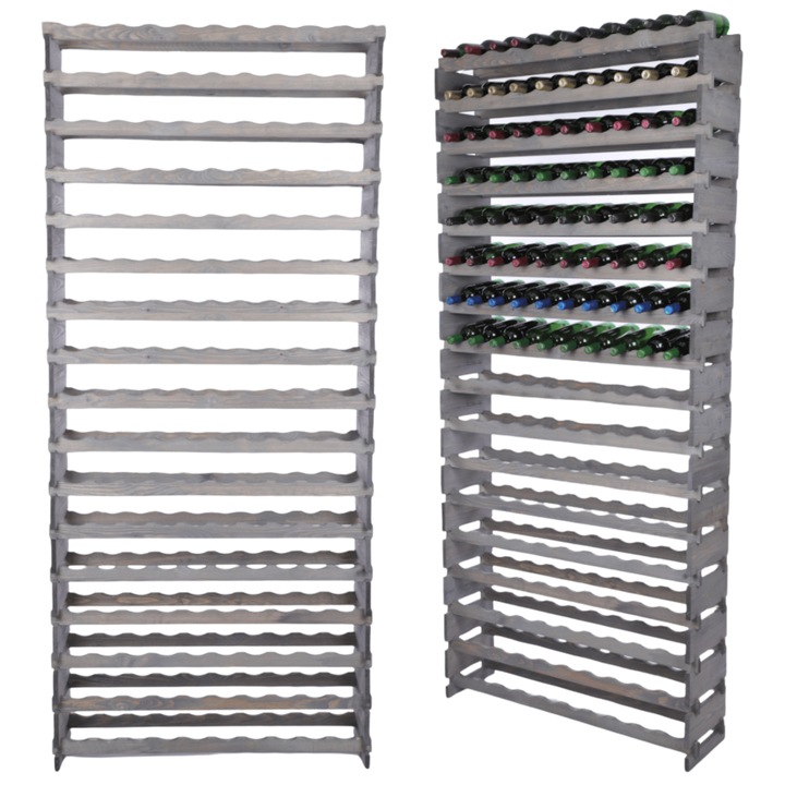 Suporturi bauturi MODO24, stand modular pentru sticle, 17x10, gri, din lemn