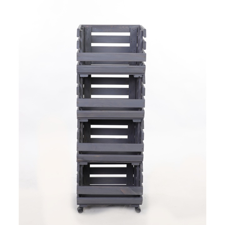 Raft modular pentru legume MODO24, 4 cutii, gri, 106x40x30cm