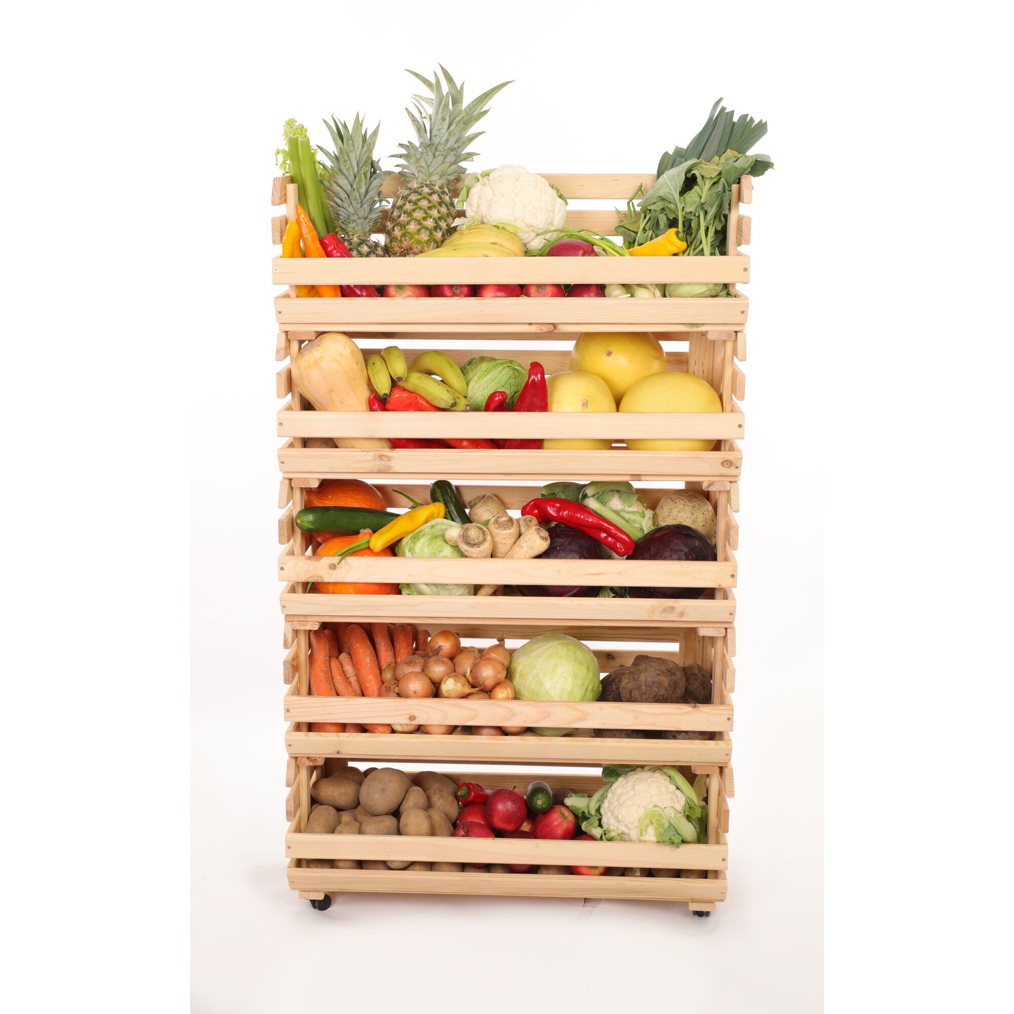 Raft modular pentru legume MODO24, 5 ladite, 132x80x30cm, lemn, bej ...