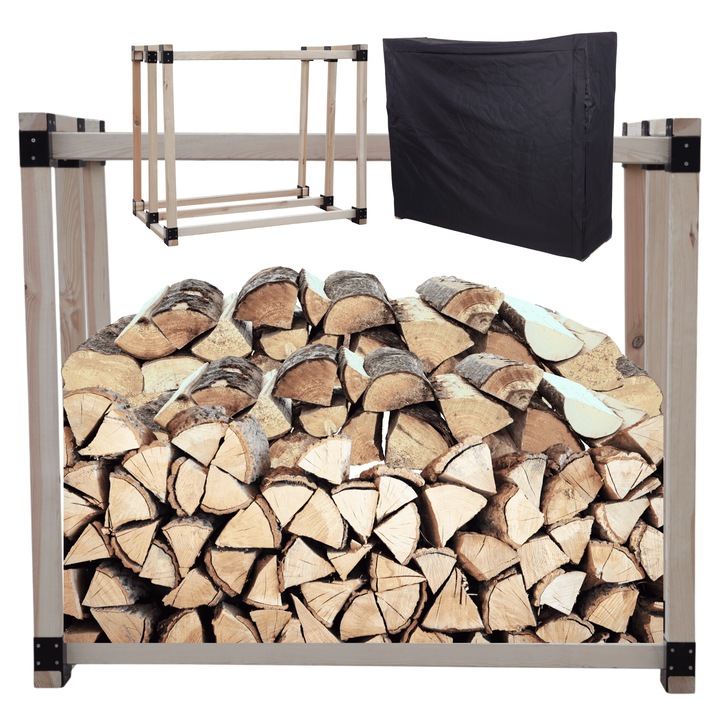 Suport pentru lemne MODO24, 1.1 m3, lemn, cu husa