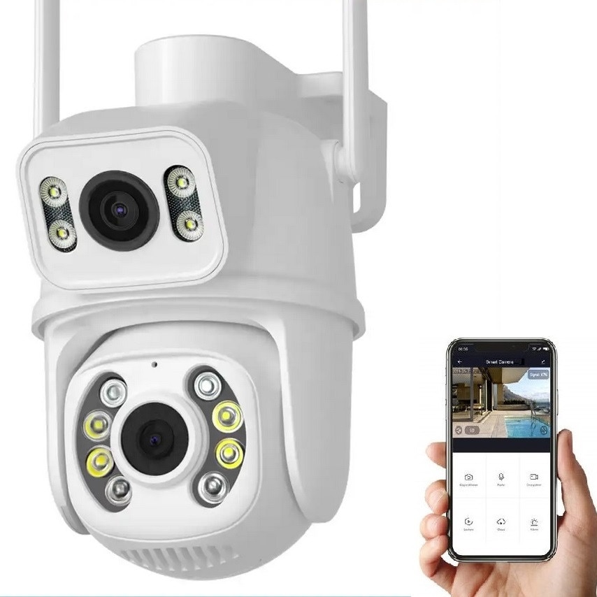 Camera Dubla Camera Dubla PTZ Exterior 6MP WiFi, Dual Lens, Rotire 360°, Detectare ...