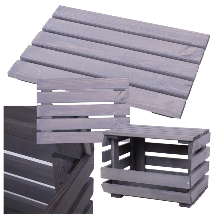 Capac din lemn pentru cutie MODO24, 37cm, natural, gri